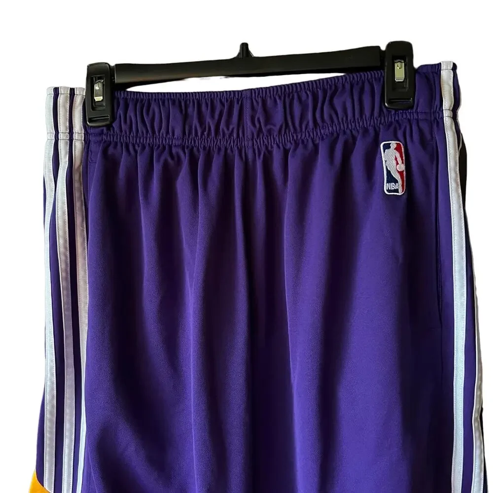 Adidas NBA Los Angeles Lakers Basketball Shorts Purple Yellow Mens Large